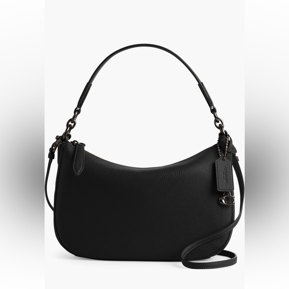 COACH Black Pebbled Leather Shoulder Crossbody Bag